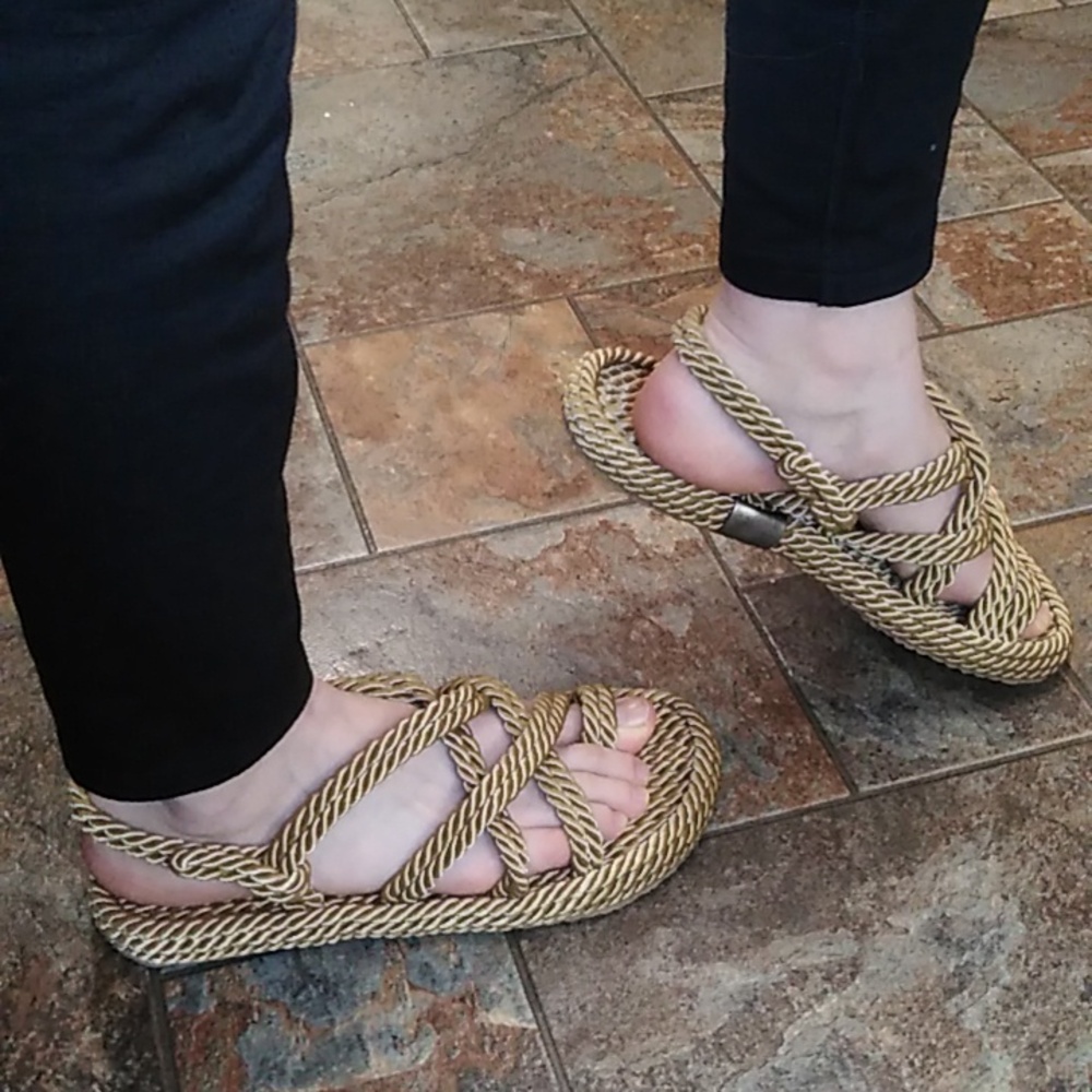 Twisted Gold Rope 🪢 Sandals Size EU 37 /US 6 - Picture 2 of 14